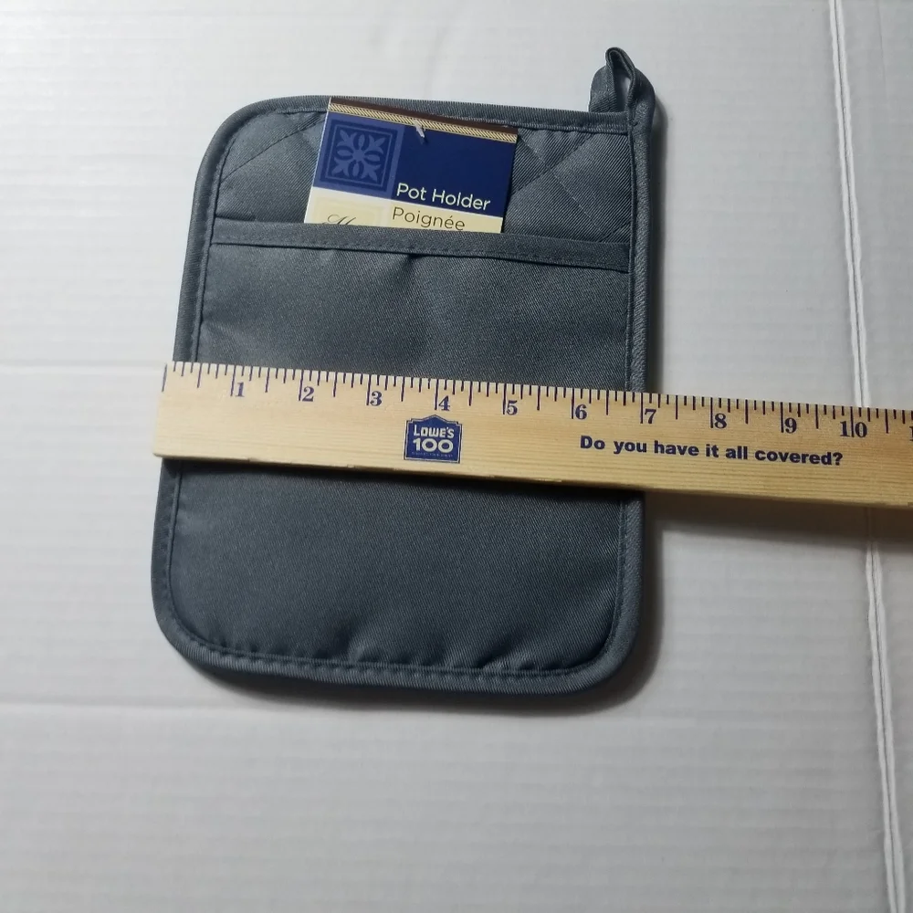 NWT HOME COLLECTION GRAY POT HOLDER SET WITH GRIP PAD